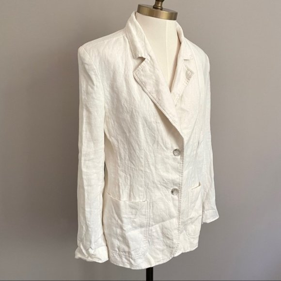 Jackpot Jackets & Blazers - Jackpot by Carli Gry White 100% Linen Oversized Unstructured Blazer - M/8-10